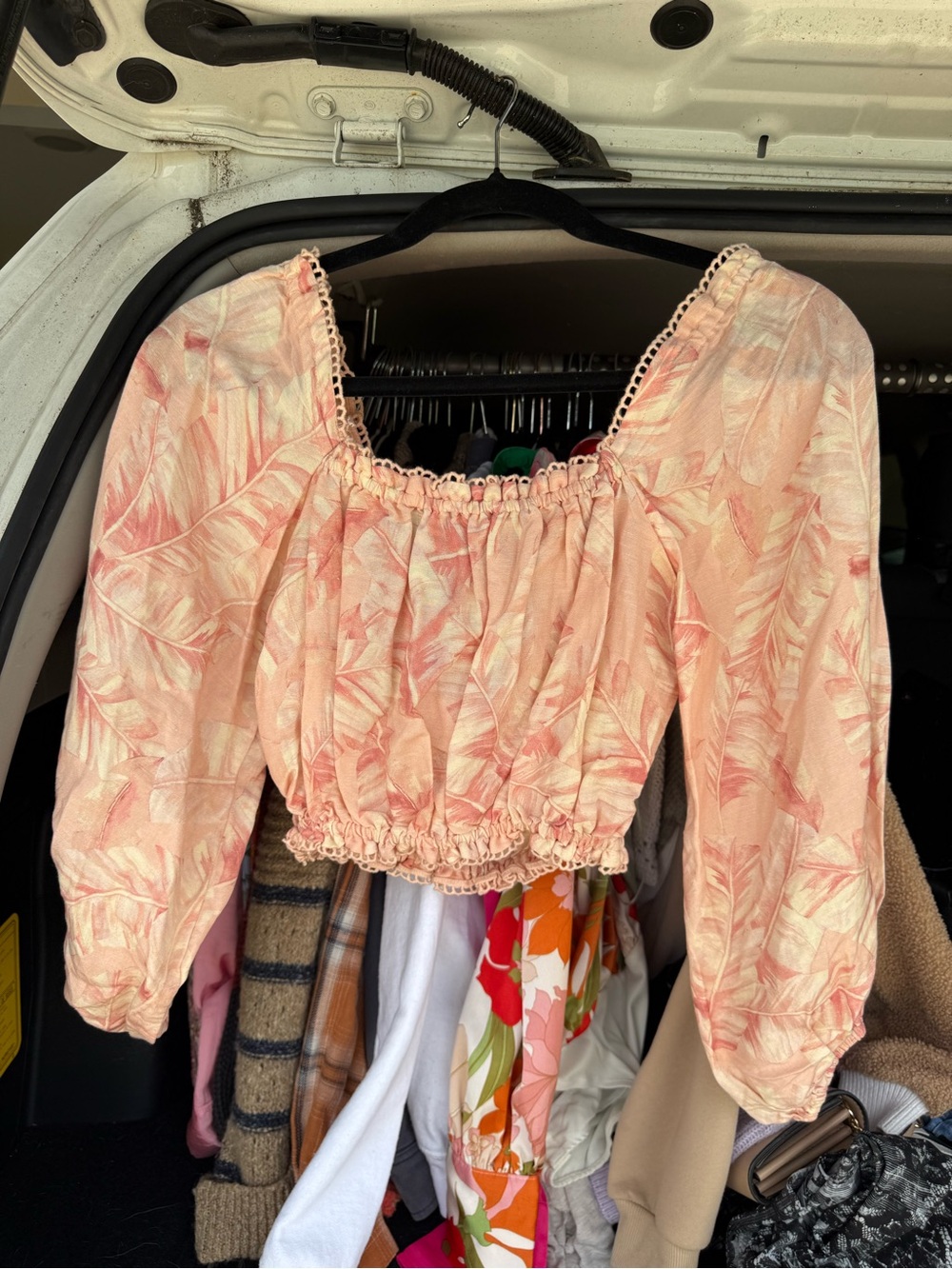 Show Me Your Mumu Peasant Crop Top in Soft Peach Floral - Women Tops
